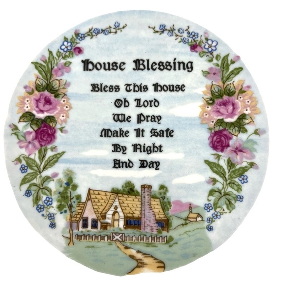Vintage House Blessing Wall Decor Plate with 18K Gold Trim - Picture 2 of 5
